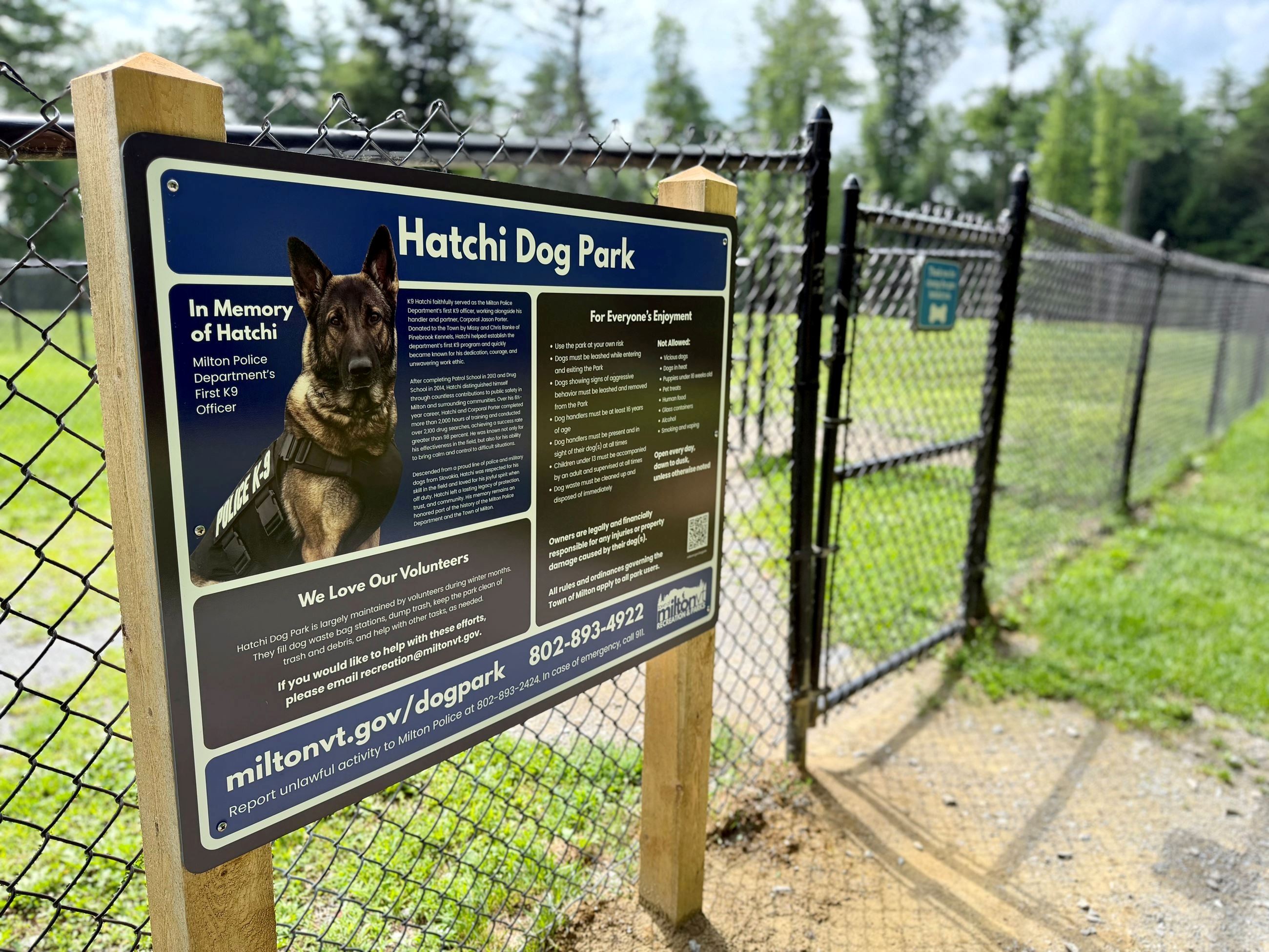 Hatchi Dog Park Welcome Sign